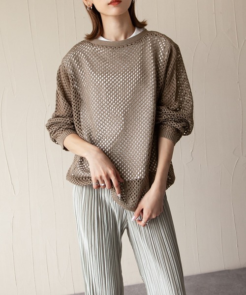 Chillfar(チルファー)の「あみあみリネンライク2wayサマーニットカーデ(カーディガン/ボレロ・レディース・ブラック/アイボリー/カーキブラウン/ライトイエロー/グレイッシュベージュ・FREE)」の19枚目の写真