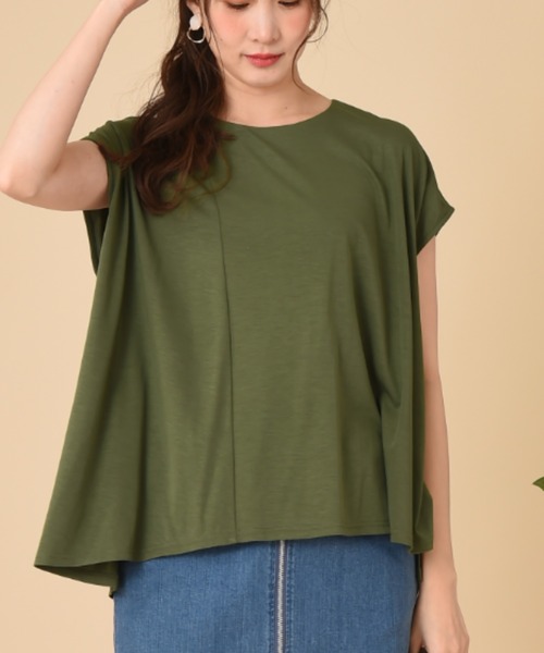 INTERPLANET（インタープラネット）の「ジャージー切替アシメヘムプルオーバー（Tシャツ/カットソー・レディース・ブラック/ブラウン/グリーン・FREE）」の7枚目の写真