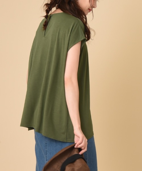 INTERPLANET（インタープラネット）の「ジャージー切替アシメヘムプルオーバー（Tシャツ/カットソー・レディース・ブラック/ブラウン/グリーン・FREE）」の5枚目の写真