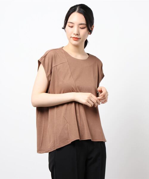 INTERPLANET（インタープラネット）の「ジャージー切替アシメヘムプルオーバー（Tシャツ/カットソー・レディース・ブラック/ブラウン/グリーン・FREE）」の21枚目の写真