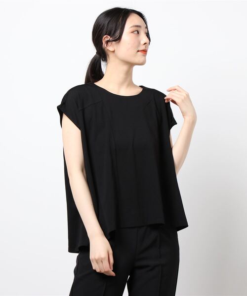 INTERPLANET（インタープラネット）の「ジャージー切替アシメヘムプルオーバー（Tシャツ/カットソー・レディース・ブラック/ブラウン/グリーン・FREE）」の22枚目の写真