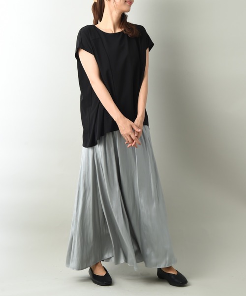 INTERPLANET（インタープラネット）の「ジャージー切替アシメヘムプルオーバー（Tシャツ/カットソー・レディース・ブラック/ブラウン/グリーン・FREE）」の14枚目の写真