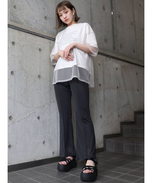 MURUA（ムルーア）の「レイヤードシアーチュールトップス（Tシャツ/カットソー・レディース・ホワイト/ブラック/ライトグリーン・FREE）」の16枚目の写真