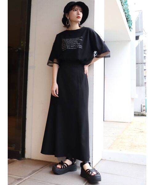 MURUA（ムルーア）の「レイヤードシアーチュールトップス（Tシャツ/カットソー・レディース・ホワイト/ブラック/ライトグリーン・FREE）」の15枚目の写真