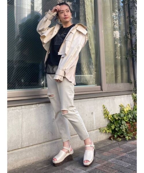 MURUA（ムルーア）の「レイヤードシアーチュールトップス（Tシャツ/カットソー・レディース・ホワイト/ブラック/ライトグリーン・FREE）」の14枚目の写真