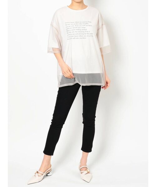 MURUA（ムルーア）の「レイヤードシアーチュールトップス（Tシャツ/カットソー・レディース・ホワイト/ブラック/ライトグリーン・FREE）」の13枚目の写真