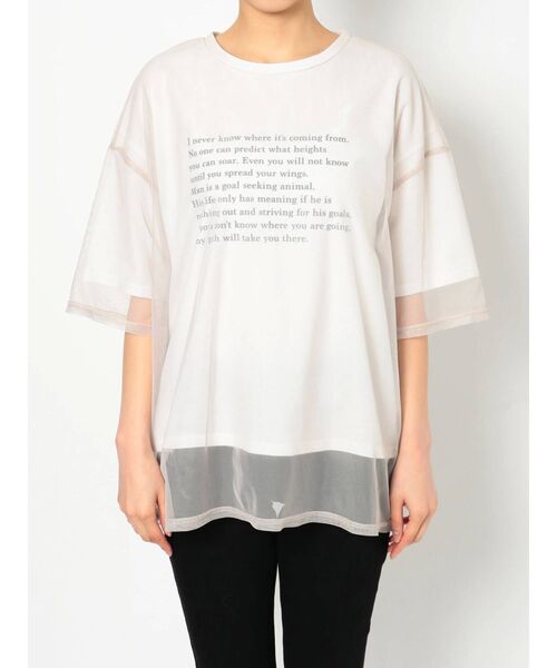 MURUA（ムルーア）の「レイヤードシアーチュールトップス（Tシャツ/カットソー・レディース・ホワイト/ブラック/ライトグリーン・FREE）」の12枚目の写真