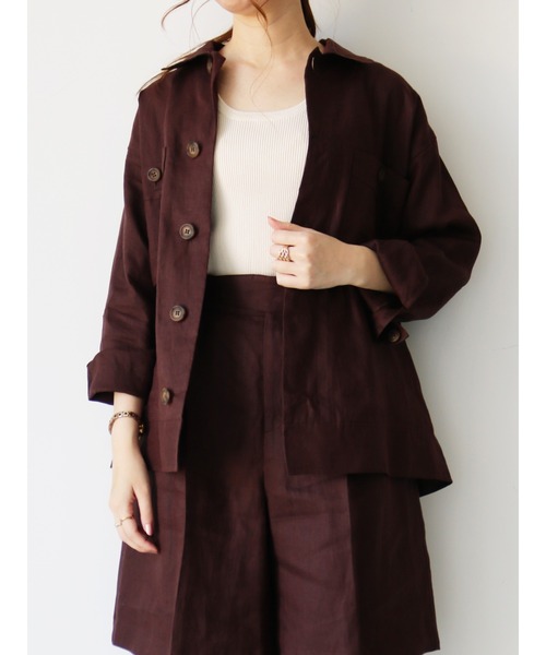 Te chichi CLASSIC（テチチクラシック）の「フレンチリネンサファリジャケット（その他アウター・レディース・カーキ/ブラウン/キナリ・ﾌﾘ-）」の3枚目の写真