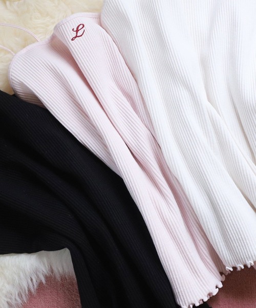 one after another NICE CLAUP（ワンアフターアナザーナイスクラップ）の「アルファベット刺繍ロゴキャミソール（キャミソール・レディース・ホワイト系その他/ホワイト系その他2/ホワイト系その他3/ブラック系その他/ブラック系その他2/ブラック系その他3/ピンク系その他/ピンク系その他2/ピンク系その他3・FREE）」の8枚目の写真