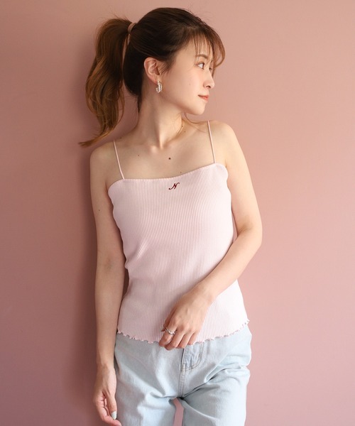 one after another NICE CLAUP（ワンアフターアナザーナイスクラップ）の「アルファベット刺繍ロゴキャミソール（キャミソール・レディース・ホワイト系その他/ホワイト系その他2/ホワイト系その他3/ブラック系その他/ブラック系その他2/ブラック系その他3/ピンク系その他/ピンク系その他2/ピンク系その他3・FREE）」の11枚目の写真