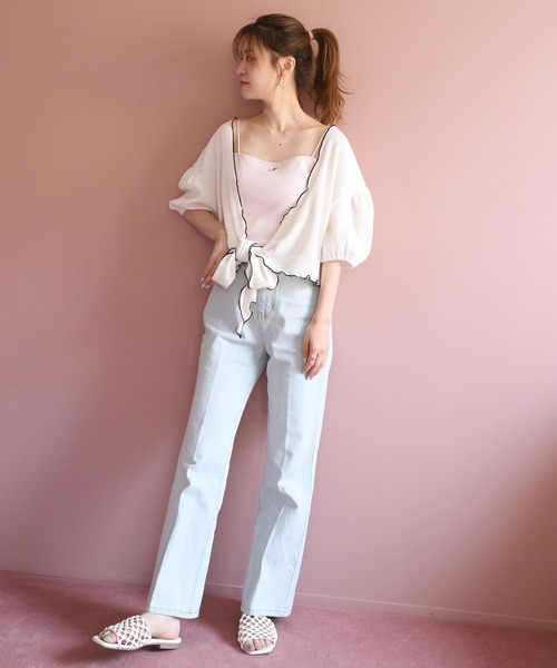 one after another NICE CLAUP（ワンアフターアナザーナイスクラップ）の「アルファベット刺繍ロゴキャミソール（キャミソール・レディース・ホワイト系その他/ホワイト系その他2/ホワイト系その他3/ブラック系その他/ブラック系その他2/ブラック系その他3/ピンク系その他/ピンク系その他2/ピンク系その他3・FREE）」の15枚目の写真