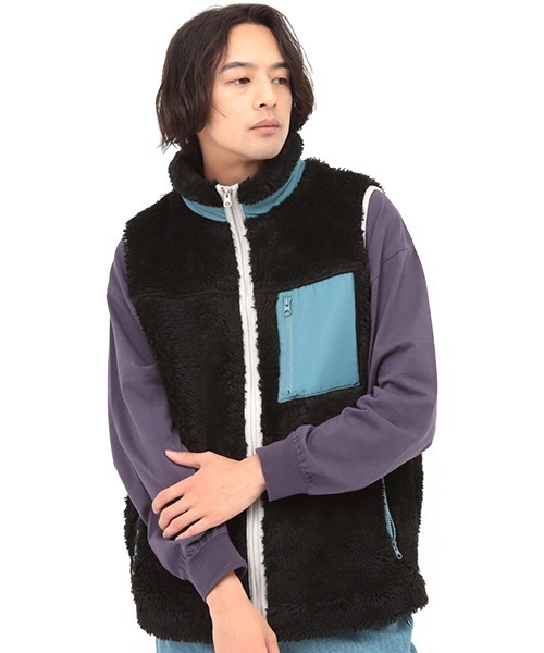 チチカカ（チチカカ）の「シャギーボア配色ベスト 【ユニセックス】（ベスト・メンズ・ブラック/オフホワイト・MEDIUM/LARGE）」の12枚目の写真