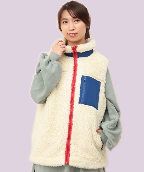 チチカカ（チチカカ）の「シャギーボア配色ベスト 【ユニセックス】（ベスト・メンズ・ブラック/オフホワイト・MEDIUM/LARGE）」の7枚目の写真