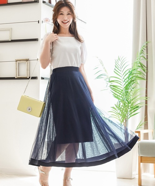 FEERICHELU（フェリーシェル）の「スカート チュール＆裾グログラン リバーシブル FEERICHELU（スカート・レディース・ベージュ/ネイビー/ブラック・S/M）」の6枚目の写真