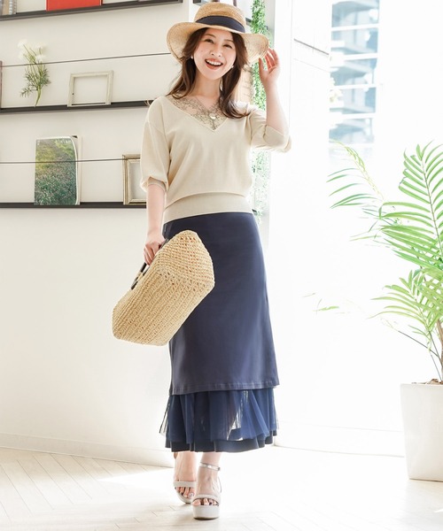 FEERICHELU（フェリーシェル）の「スカート チュール＆裾グログラン リバーシブル FEERICHELU（スカート・レディース・ベージュ/ネイビー/ブラック・S/M）」の7枚目の写真