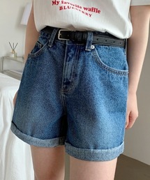 『muah muah/ムーアムーア』BASIC ROLL-UP DENIM HALF PANTS/ベーシック ロールアップ ショートデニムパンツ