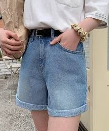 『muah muah/ムーアムーア』BASIC ROLL-UP DENIM HALF PANTS/ベーシック ロールアップ ショートデニムパンツ