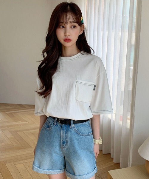 muahmuah(ムーアムーア)の「『muah muah/ムーアムーア』BASIC ROLL-UP DENIM HALF PANTS/ベーシック ロールアップ ショートデニムパンツ(デニムパンツ・レディース・ブラック/ブルー/ライトブルー・S/M)」の10枚目の写真