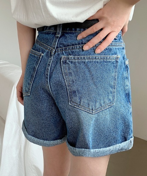 muahmuah(ムーアムーア)の「『muah muah/ムーアムーア』BASIC ROLL-UP DENIM HALF PANTS/ベーシック ロールアップ ショートデニムパンツ(デニムパンツ・レディース・ブラック/ブルー/ライトブルー・S/M)」の21枚目の写真