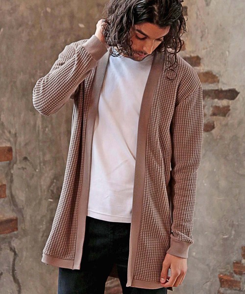 RATTLE TRAP（ラトルトラップ）の「ビッグワッフルカーディガン（カーディガン/ボレロ・メンズ・ブラック/ベージュ・M/L）」の3枚目の写真