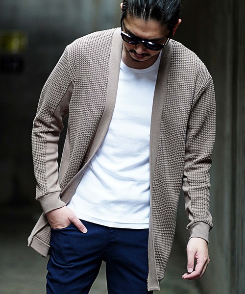 RATTLE TRAP（ラトルトラップ）の「ビッグワッフルカーディガン（カーディガン/ボレロ・メンズ・ブラック/ベージュ・M/L）」の7枚目の写真