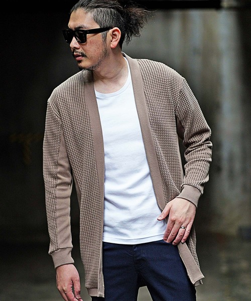 RATTLE TRAP（ラトルトラップ）の「ビッグワッフルカーディガン（カーディガン/ボレロ・メンズ・ブラック/ベージュ・M/L）」の8枚目の写真