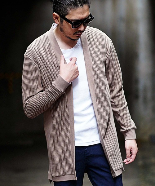 RATTLE TRAP（ラトルトラップ）の「ビッグワッフルカーディガン（カーディガン/ボレロ・メンズ・ブラック/ベージュ・M/L）」の9枚目の写真