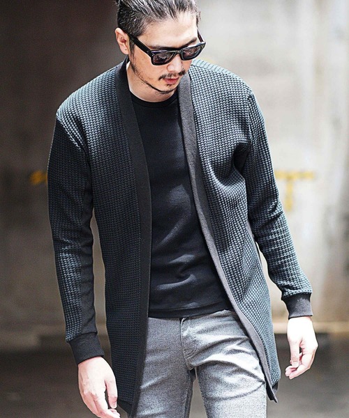 RATTLE TRAP（ラトルトラップ）の「ビッグワッフルカーディガン（カーディガン/ボレロ・メンズ・ブラック/ベージュ・M/L）」の18枚目の写真