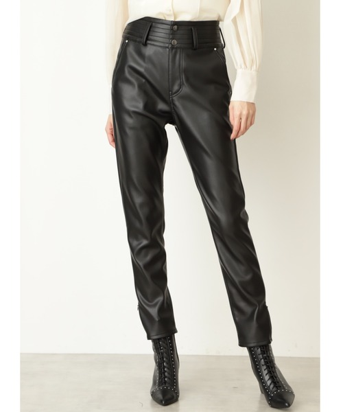 JILL STUART（ジルスチュアート）の「◆ペティフォークスレザーパンツ（その他パンツ・レディース・ブラック/ボルドー・2/0）」の2枚目の写真