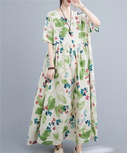 セール 綿100 大柄 オーバーサイズロングワンピース ワンピース Free Stylists フリー スタイリスト のファッション通販 Zozotown