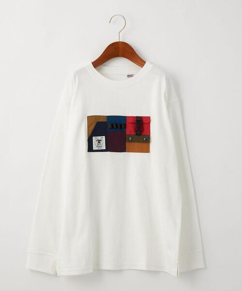 grn(ジーアールエヌ)の「【別注】EX<grn outdoor >ポケットオーバーサイズロングスリーブ/ Tシャツ M(Tシャツ/カットソー・キッズ・ブラック/ホワイト・M(140-150))」の1枚目の写真