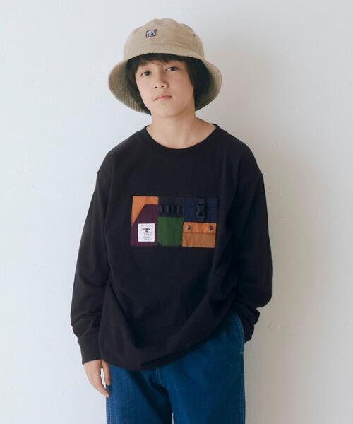 grn(ジーアールエヌ)の「【別注】EX<grn outdoor >ポケットオーバーサイズロングスリーブ/ Tシャツ M(Tシャツ/カットソー・キッズ・ブラック/ホワイト・M(140-150))」の2枚目の写真