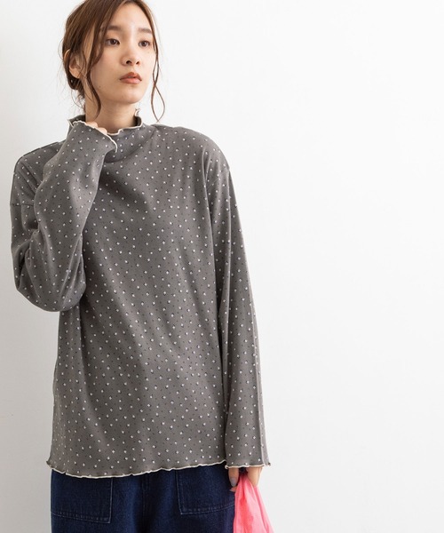 POU DOU DOU(プードゥドゥ)の「小花柄フライスタートルトップス(Tシャツ/カットソー・レディース・アイボリー/ダークグレー・3)」の17枚目の写真
