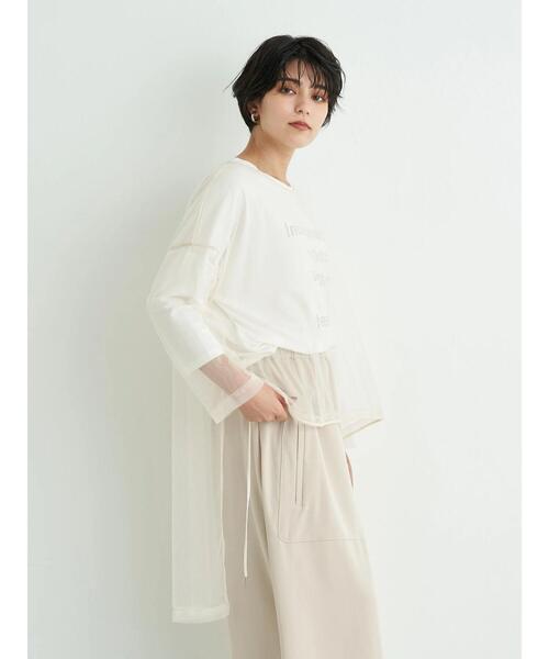 Editt by YECCA VECCA（エディットバイイェッカヴェッカ）の「P.チュールシアーオーバートップス　＊（Tシャツ/カットソー・レディース・アイボリー/ブラック・FREE）」の19枚目の写真