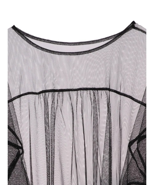 Editt by YECCA VECCA（エディットバイイェッカヴェッカ）の「P.チュールシアーオーバートップス　＊（Tシャツ/カットソー・レディース・アイボリー/ブラック・FREE）」の3枚目の写真