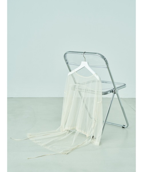 Editt by YECCA VECCA（エディットバイイェッカヴェッカ）の「P.チュールシアーオーバートップス　＊（Tシャツ/カットソー・レディース・アイボリー/ブラック・FREE）」の13枚目の写真