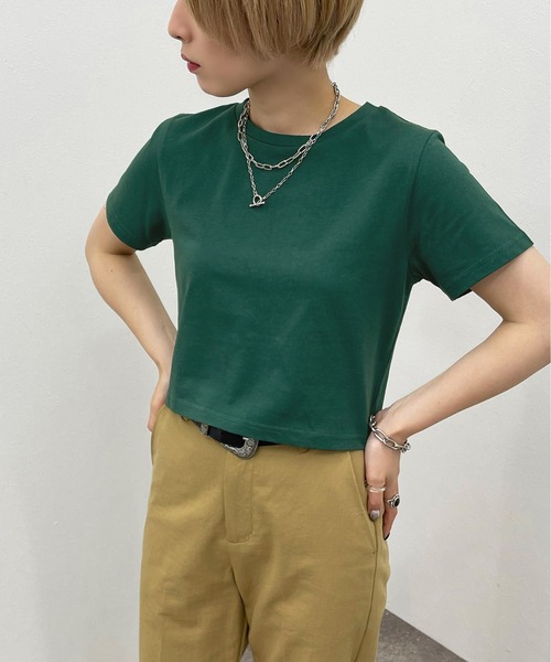 apres jour mignon（アプレジュールミニョン）の「ショートＴシャツ【ZOZOTOWN限定アイテム】（Tシャツ/カットソー・レディース・レッド/オフホワイト/オレンジ/グリーン/ブラック・フリー）」の4枚目の写真