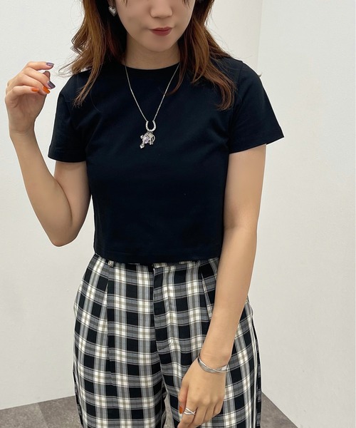 apres jour mignon（アプレジュールミニョン）の「ショートＴシャツ【ZOZOTOWN限定アイテム】（Tシャツ/カットソー・レディース・レッド/オフホワイト/オレンジ/グリーン/ブラック・フリー）」の3枚目の写真