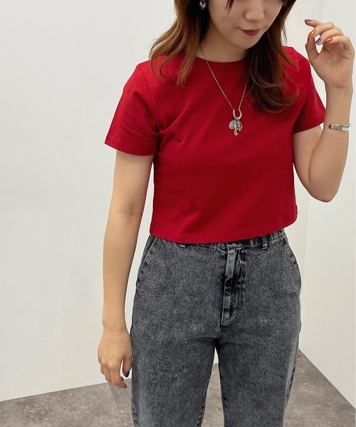 apres jour mignon（アプレジュールミニョン）の「ショートＴシャツ【ZOZOTOWN限定アイテム】（Tシャツ/カットソー・レディース・レッド/オフホワイト/オレンジ/グリーン/ブラック・フリー）」の14枚目の写真