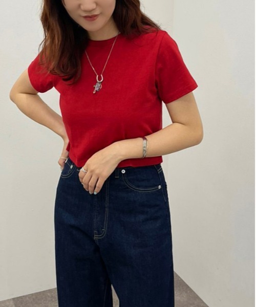 apres jour mignon（アプレジュールミニョン）の「ショートＴシャツ【ZOZOTOWN限定アイテム】（Tシャツ/カットソー・レディース・レッド/オフホワイト/オレンジ/グリーン/ブラック・フリー）」の6枚目の写真