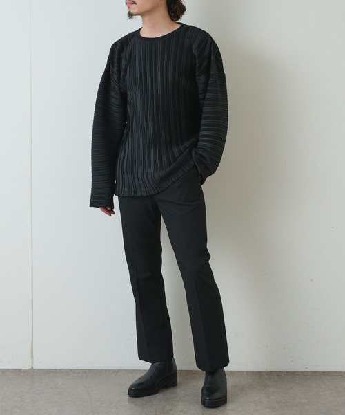 Lui's(ルイス)の「プリーツ ビッグシルエットカットソー(スウェット・メンズ・ブラック/グレー・FREE)」の8枚目の写真