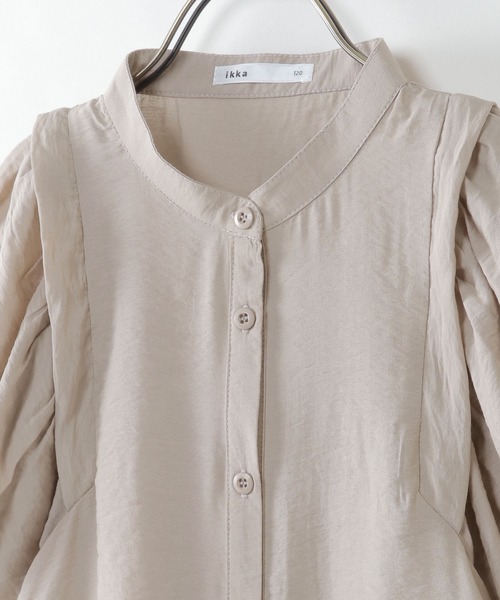 ikka（イッカ）の「【キッズ】5分袖バンドカラー前開きワンピース（100~160cm）（ワンピース・キッズ・オフホワイト/ベージュ・100/110/120/130/140/150/160）」の7枚目の写真