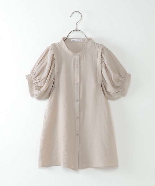 ikka（イッカ）の「【キッズ】5分袖バンドカラー前開きワンピース（100~160cm）（ワンピース・キッズ・オフホワイト/ベージュ・100/110/120/130/140/150/160）」の9枚目の写真