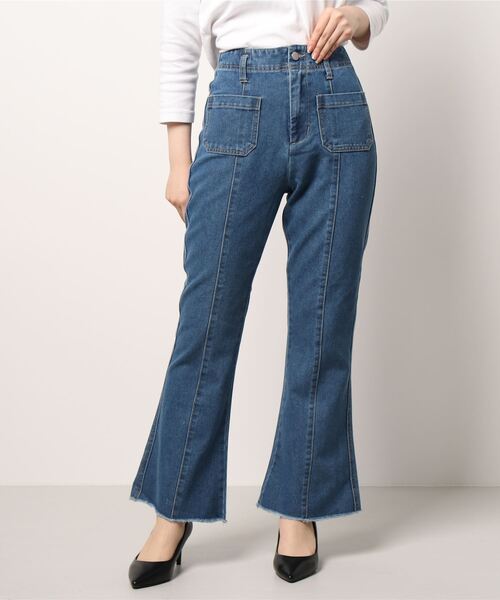 ems excite(エムズエキサイト)の「カットオフフレアパンツ(その他パンツ・レディース・ケミカルウォッシュ/ブラック/アイボリー/インディゴブルー・FREE)」の21枚目の写真