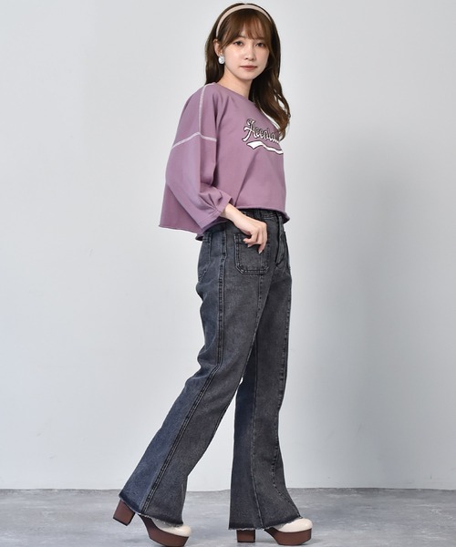 ems excite(エムズエキサイト)の「カットオフフレアパンツ(その他パンツ・レディース・ケミカルウォッシュ/ブラック/アイボリー/インディゴブルー・FREE)」の10枚目の写真