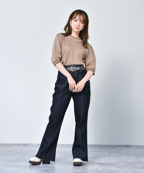 ems excite(エムズエキサイト)の「カットオフフレアパンツ(その他パンツ・レディース・ケミカルウォッシュ/ブラック/アイボリー/インディゴブルー・FREE)」の22枚目の写真