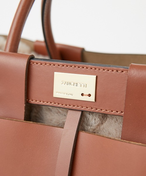 Zanchetti（ザンチェッティ）の「【ZANCHETTI】メッシュレザーバッグ/W SHOPPER（ハンドバッグ・レディース・ブラウン・FREE）」の14枚目の写真