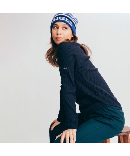 AIGLE（エーグル）の「吸水速乾 ワッフルドロップショルダー 長袖Ｔシャツ（Tシャツ/カットソー・レディース・ライトブルー/アイボリー/ダークネイビー・S/M/L）」の12枚目の写真