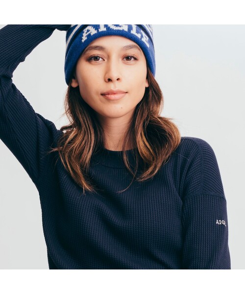 AIGLE（エーグル）の「吸水速乾 ワッフルドロップショルダー 長袖Ｔシャツ（Tシャツ/カットソー・レディース・ライトブルー/アイボリー/ダークネイビー・S/M/L）」の6枚目の写真
