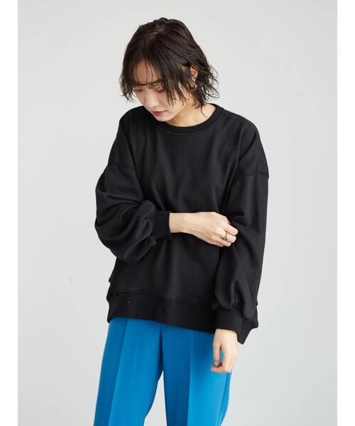 Green　Parks（グリーンパークス）の「袖ぽわ裏毛プルオーバー＊（Tシャツ/カットソー・レディース・ブラック/ベージュ/ブラウン/ブルー・FREE）」の18枚目の写真